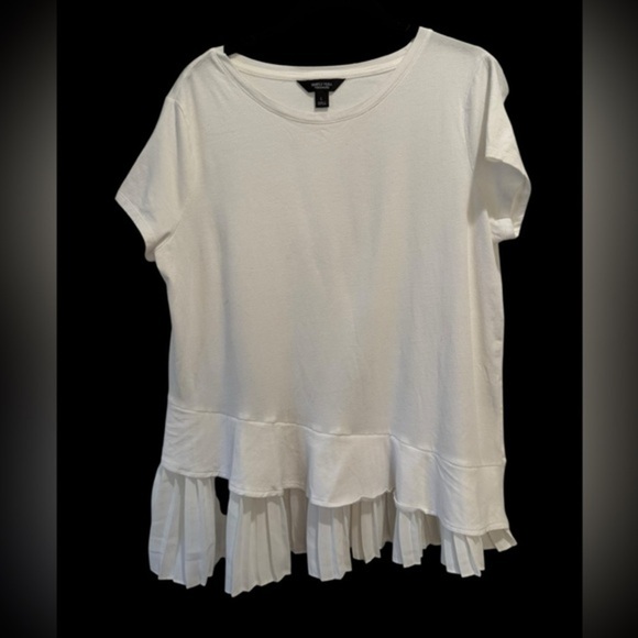 Simply Vera Vera Wang Tops - Simply Vera Vera Wang White Pleated Hem Tee – Size L